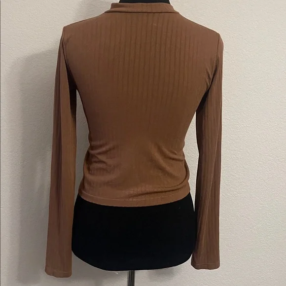 Womens Mock Neck Ribbed Crop Top Long Sleeve Quarter Zip Pullover Shirt - Picture 4 of 4